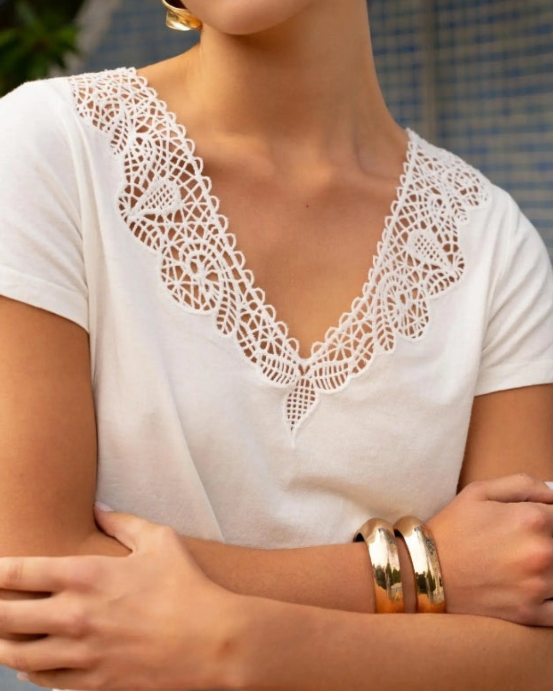 Top kante hals|Wit