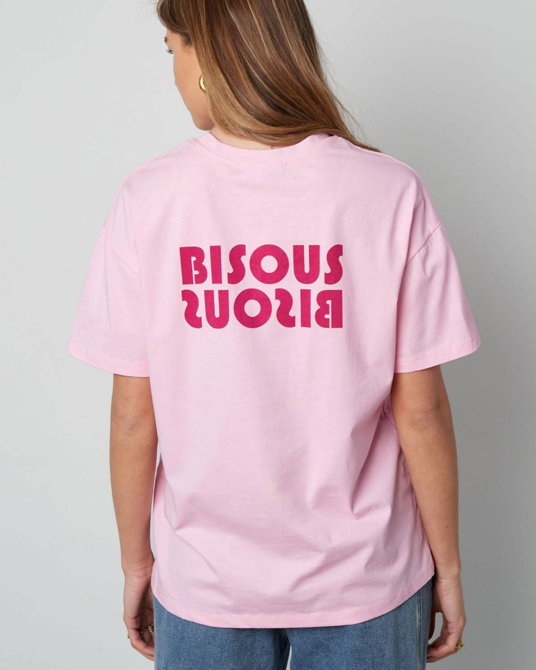T-shirts Bisous oversized|Rose