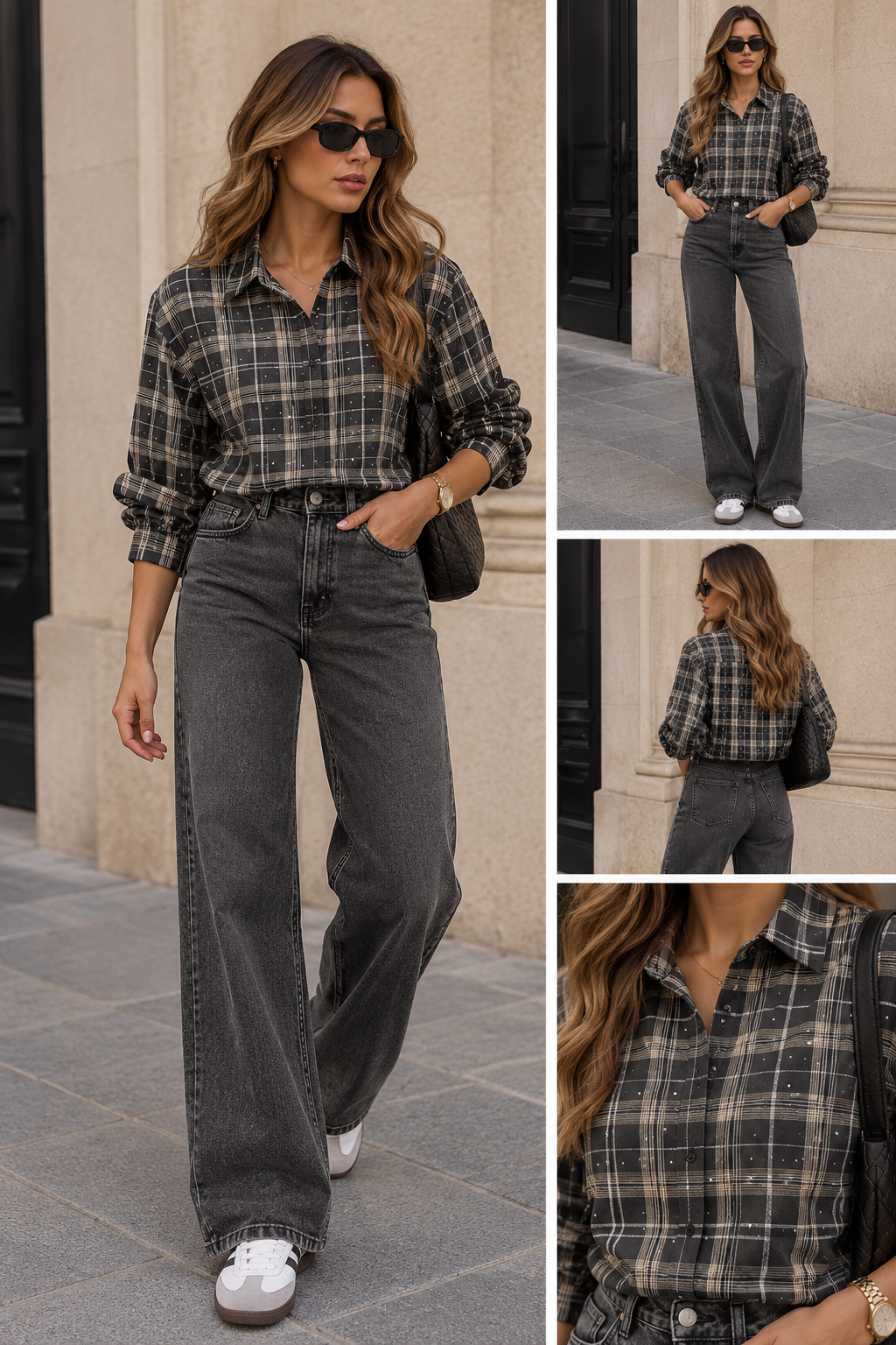 Blouse Ruit glitter I Zwart
