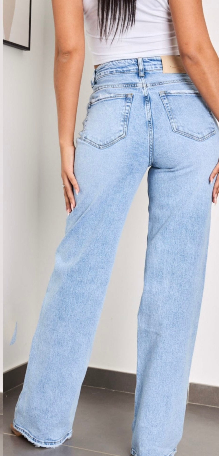 Queen Hearts Wide-Leg Jeans high rise I Licht blauw