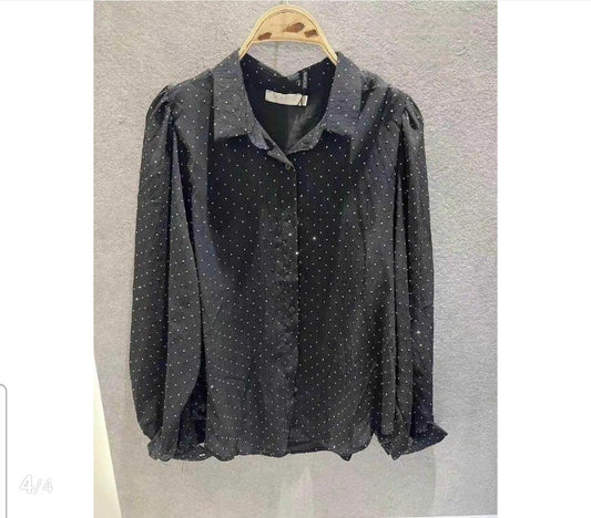 Blouse Strass | Zwart