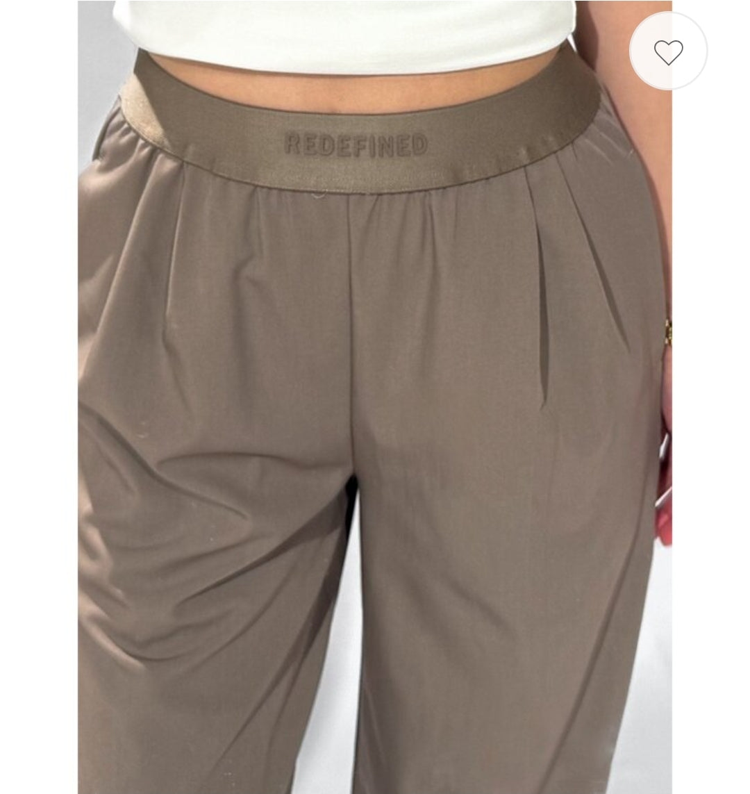 Broek Wide-Leg Stretch band | Taupe