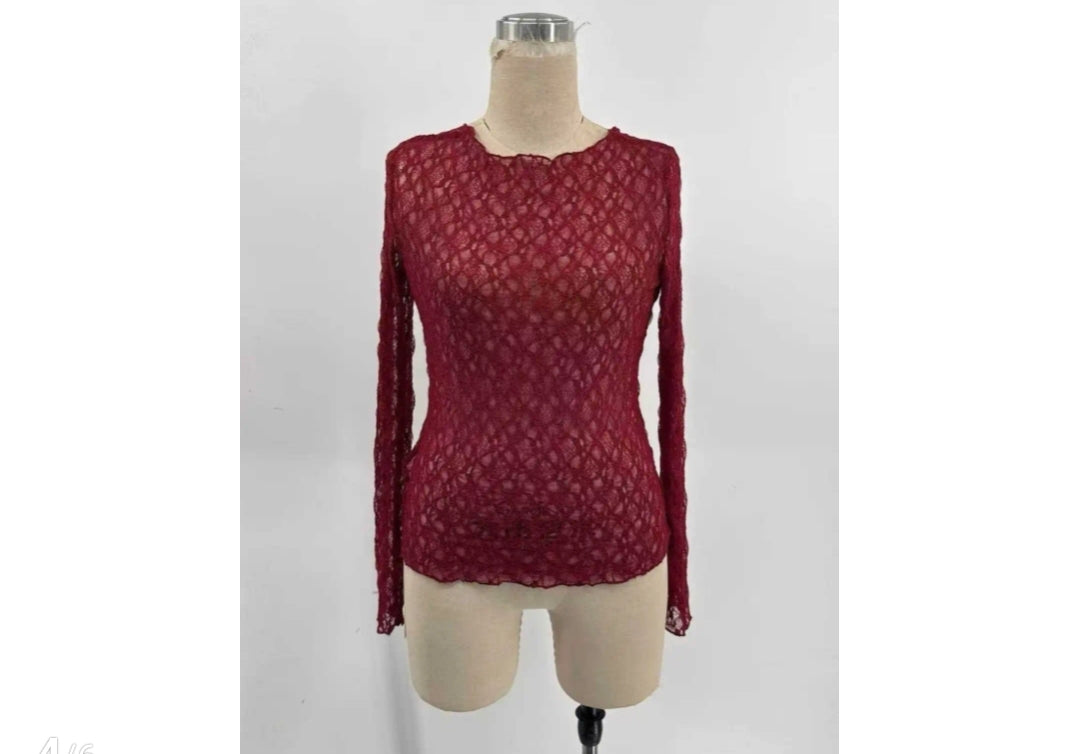 Transparant Top Flamant | Bordeau