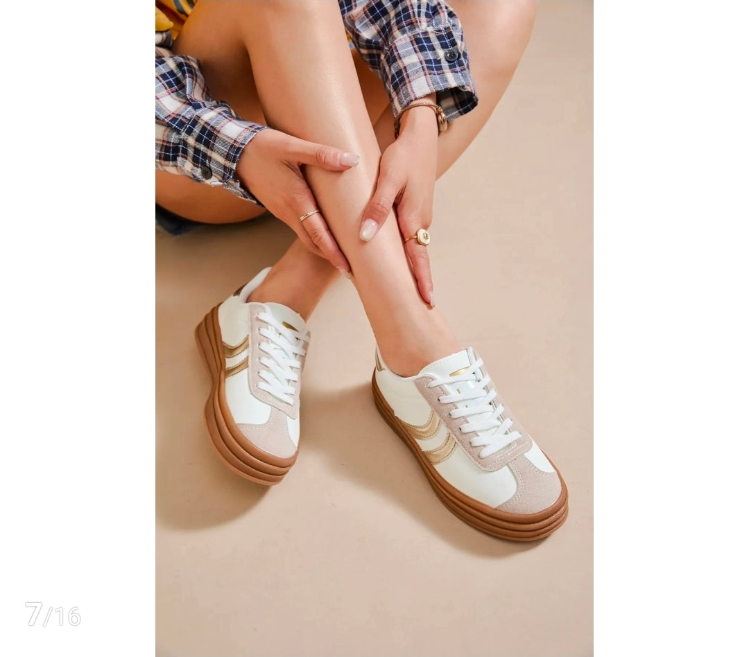 Sneakers Esther | Wit/ Goud