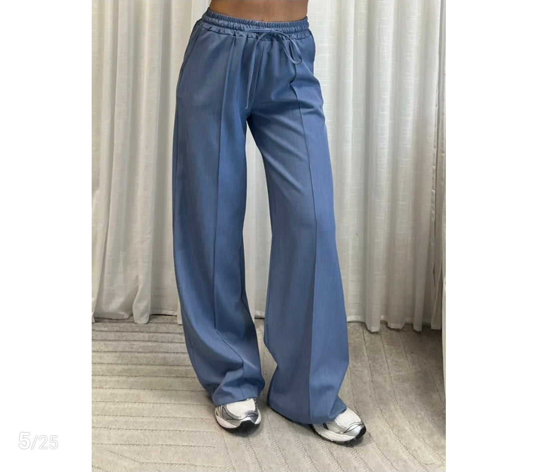 Broek Comfy Wide-Leg |Jean Blauw