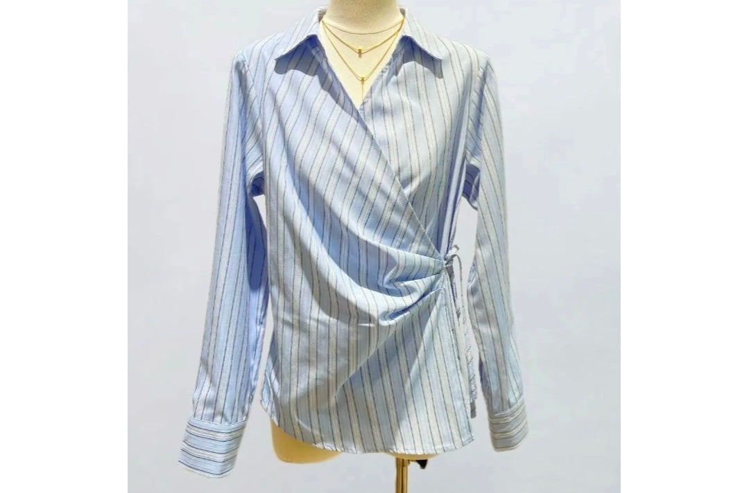Blouse wikkel | Blauw