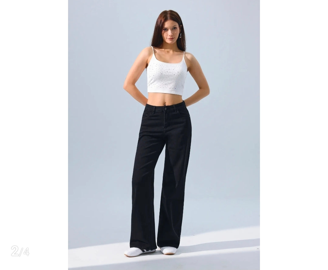 Hello miss Wide-Leg | Diep Zwart