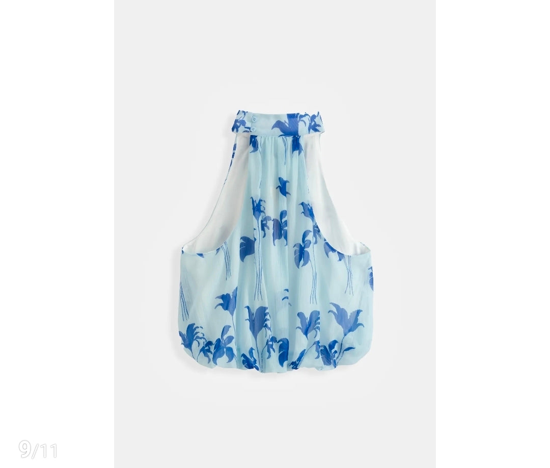 Halter Top Bloem | Blauw