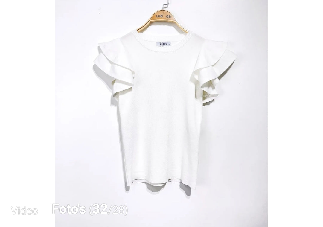 Top Ruffle mouw | Wit